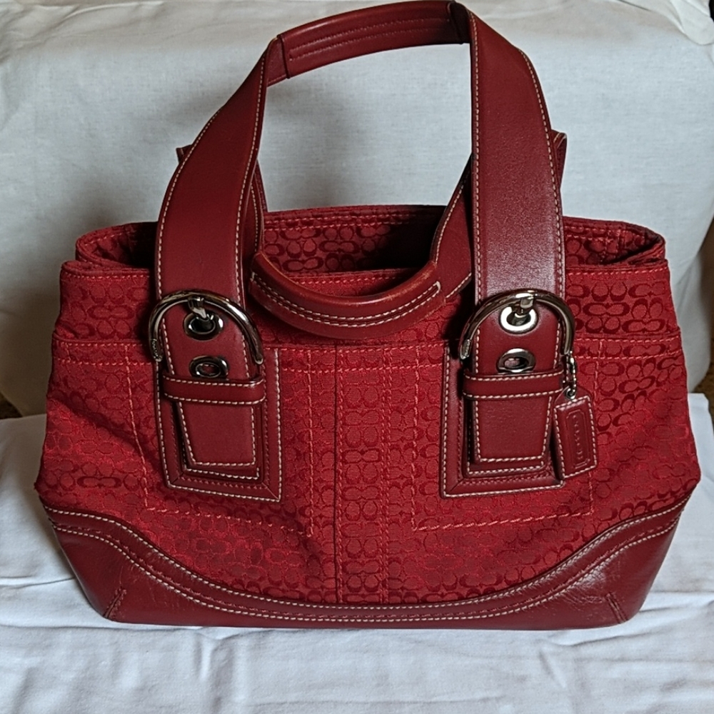 Signature red Coach mini bag/purse